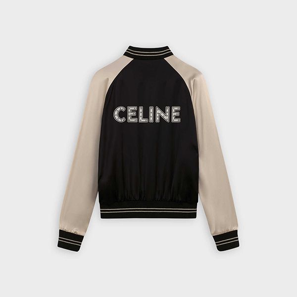 ☆21SS セリーヌ テディ ジャケット 偽物 スタッズロゴ BLACK