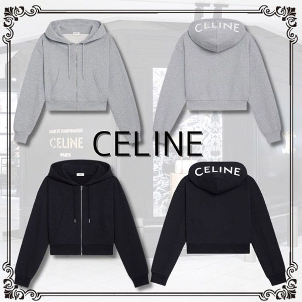 大人気【セリーヌ ジャケット 偽物】クロップド スウェット 2Y535052H.38AW