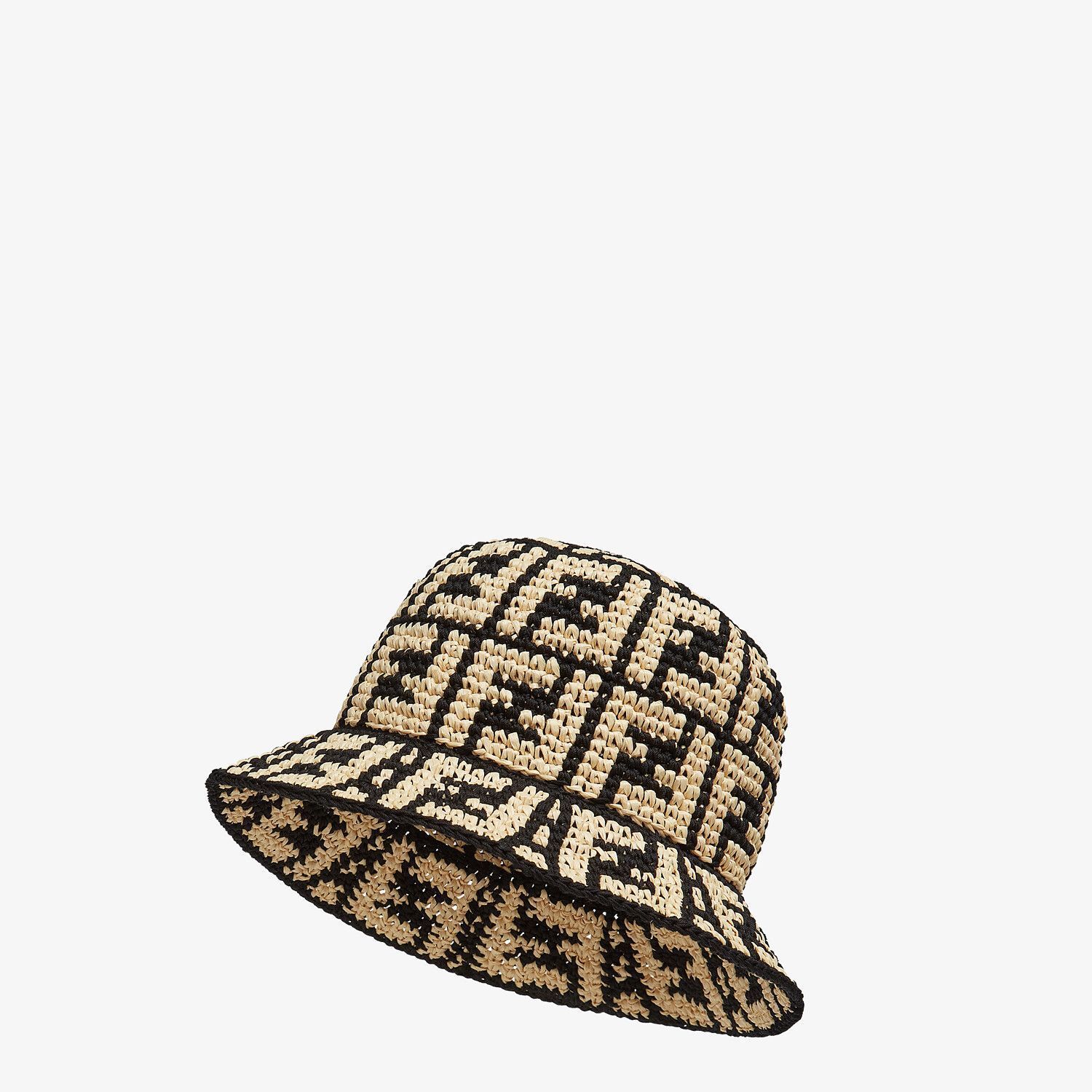 ​フェンディ キャップ 偽物 21SS FFロゴ ラフィアバゲットハット*ベージュ FXQ688ADRHF1E14