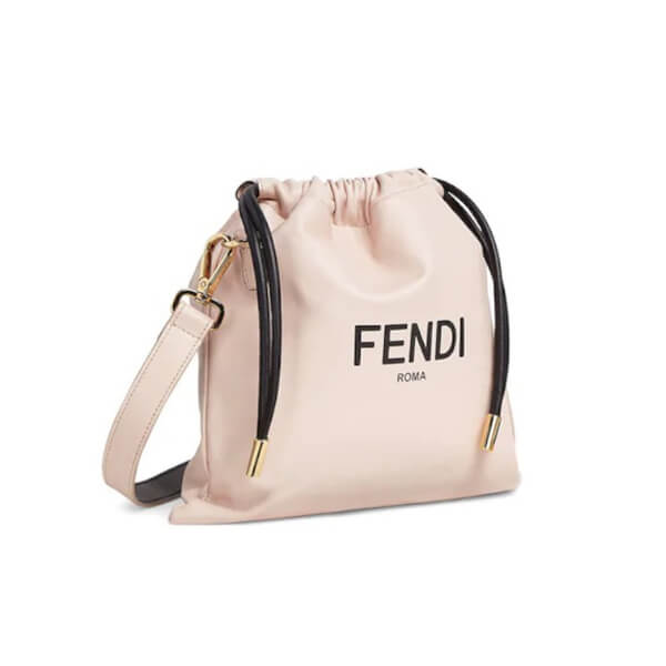 フェンディ ミニバッグ コピー 20AW ロゴ入り ナッパレザー 巾着 8BT337-ADM9-F1CN7