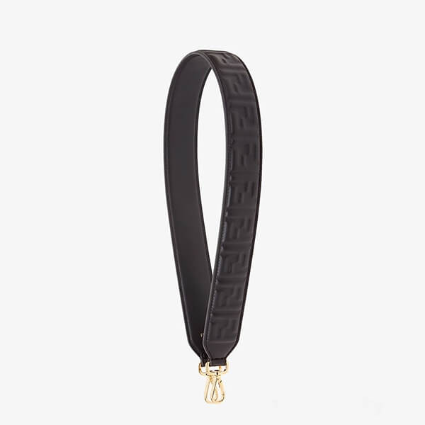 【フェンディ ストラップユー 偽物】レザーショルダーストラップ　Black 8AV077AATRF0KUR
