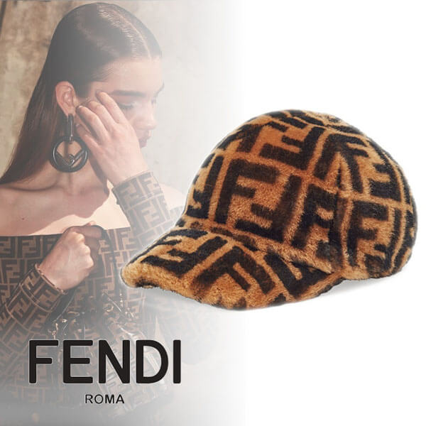 フェンディ コピー 帽子☆フェンディ☆FFミンクハット FFモチーフ フォックス 2色 FNX085A1QIF0GGE