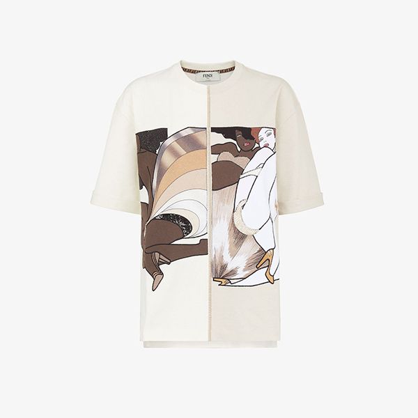 フェンディ パロディベージュ ジャージー 半袖 クルーネック Tシャツ FS7011AJKUF0N0A