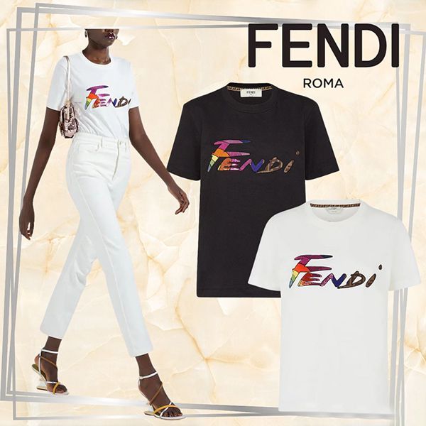 お洒落に【フェンディ】コットンジャージー Tシャツ 偽物 2カラー