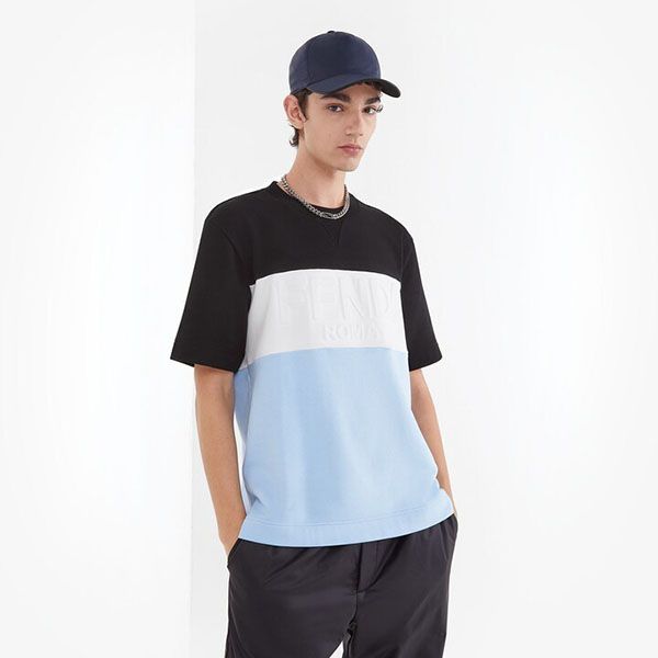 お洒落に【フェンディ】マルチカラージャージーTシャツ 偽物 FY1101AI7GF1CK4