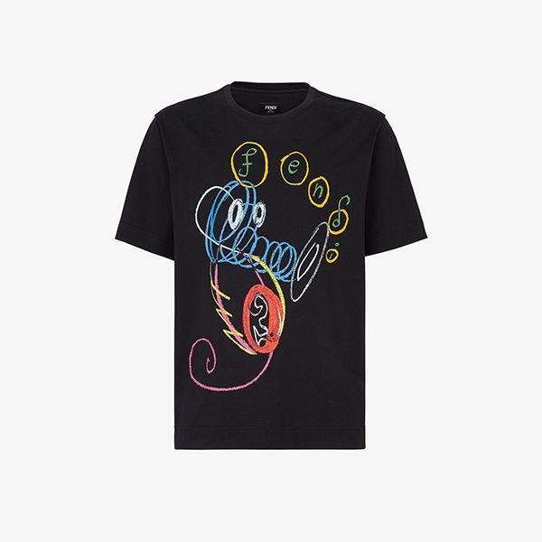 高品質フェンディ プリント オーバーサイズ コットン Tシャツ 激安