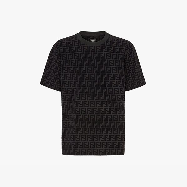 フェンディ FFフロックプリント 偽物 コットンピケ Tシャツ FY0936A7D5F0ABB