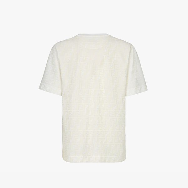 フェンディ FFフロックプリント 偽物 コットンピケ Tシャツ FY0936A7D5F0ABB