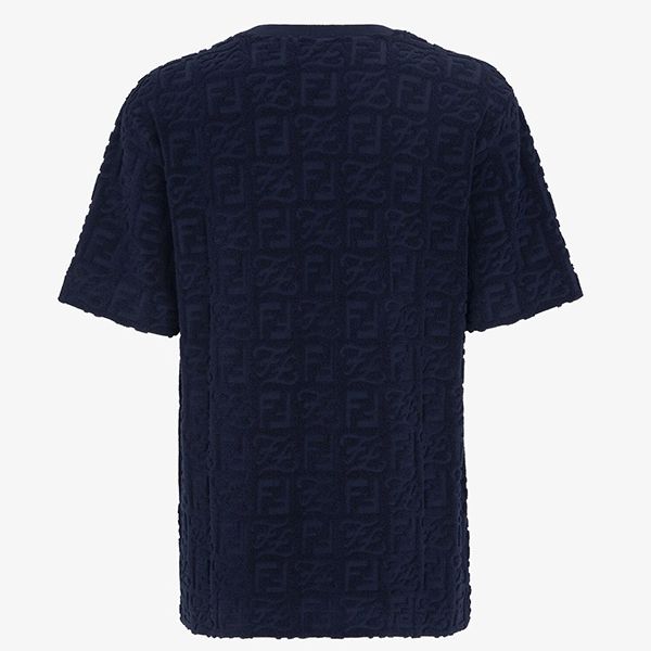 フェンディ Tシャツ 偽物 ブルーコットン FFパターン FFカーリグラフィ 関税込★FY0936A9RKF0QG3
