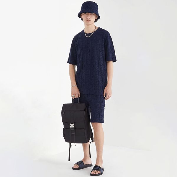 フェンディ Tシャツ 偽物 ブルーコットン FFパターン FFカーリグラフィ 関税込★FY0936A9RKF0QG3
