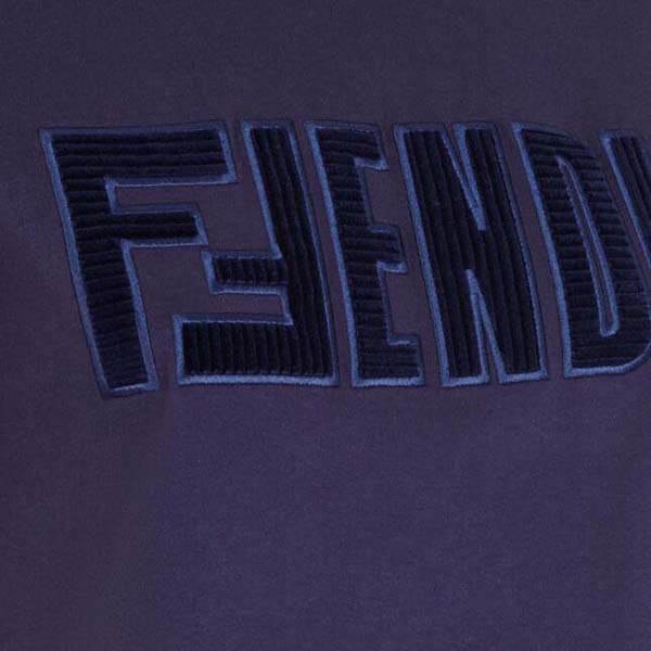 フェンディ Tシャツ 偽物 ブルーコットン クルーネックTシャツ
