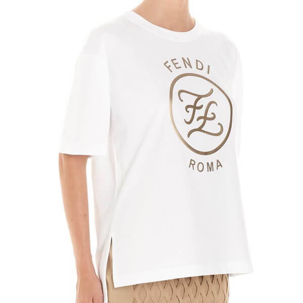 フェンディ Ｔシャツ 偽物 フェンディ-FF KARLIGRAPHY T-SHIRT /FF ロゴプリント FAF073 AA4G F0GMF