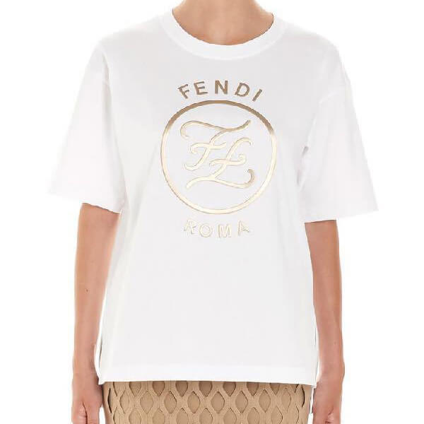 フェンディ Ｔシャツ 偽物 フェンディ-FF KARLIGRAPHY T-SHIRT /FF ロゴプリント FAF073 AA4G F0GMF