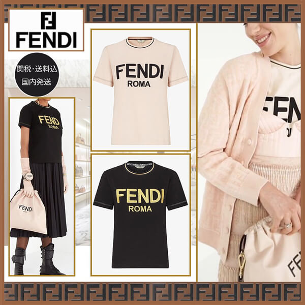 フェンディ Ｔシャツ コピー【フェンディ】\'フェンディROMA\' コットンジャージー ロゴTシャツ FS7254AC6BF0