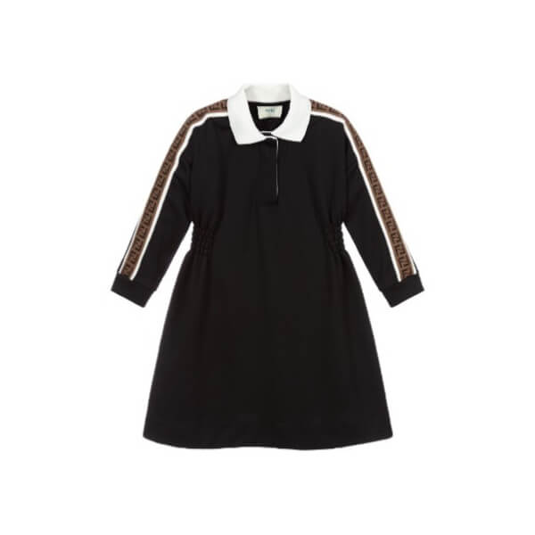 フェンディ コピー ベビー服 大人もOK！フェンディGirls ジャージー ワンピース長袖 Black 12-14Y