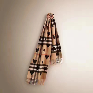 バーバリー 偽物【小嶋陽菜愛用】Burberryバーバリー マフラー コピー チェック×ハート カシミヤストール