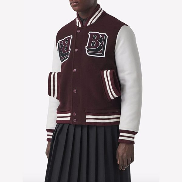 関税込み【バーバリー ジャケット コピー】VARSITY ウールレザー ボンバージャケット 8045532B1014D