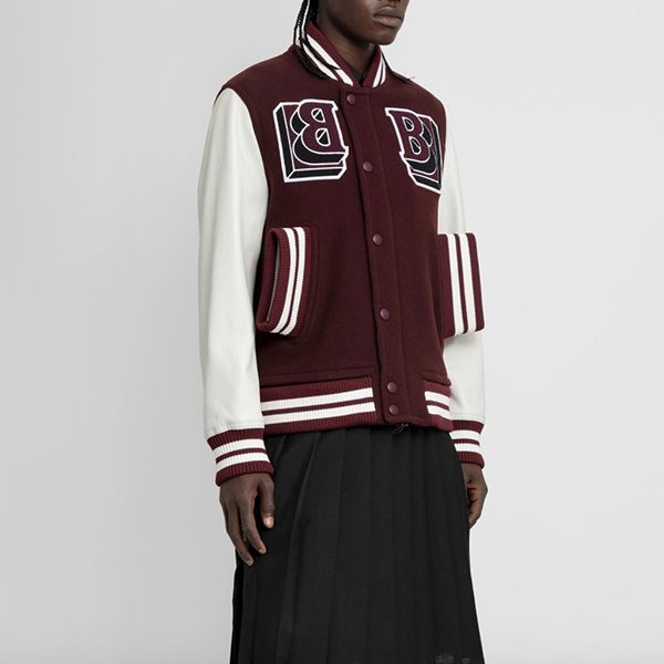 関税込み【バーバリー ジャケット コピー】VARSITY ウールレザー ボンバージャケット 8045532B1014D