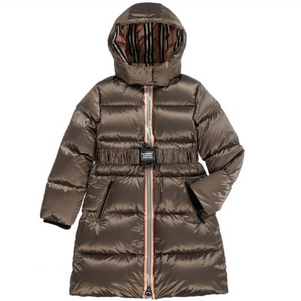【大人もOK】バーバリー ニセモノ ベビー ダウン BURBERRY ★ アイコン ストライプ フード コート