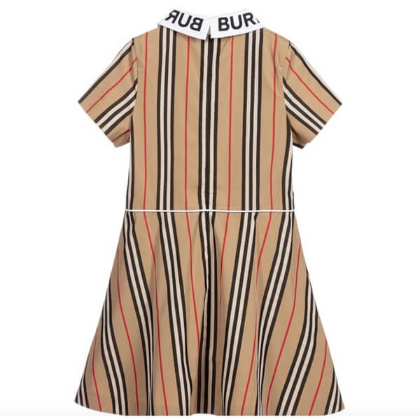 Burberry バーバリー キッズ 14a コピー ティーン ベージュ ストライプ ロゴ ドレス 関税送料込