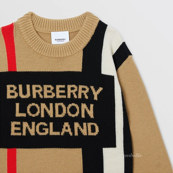 バーバリー 偽物 ベビー ダウン BURBERRY 大人もOK ロゴ アイコンストライプ セーター