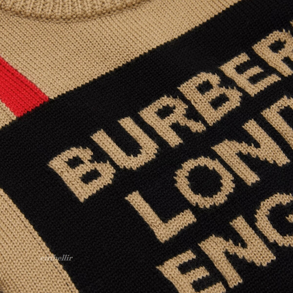 バーバリー 偽物 ベビー ダウン BURBERRY 大人もOK ロゴ アイコンストライプ セーター