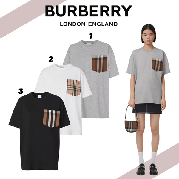 【バーバリー】ポケットディテール オーバーサイズTシャツ 偽物 新作！80433861