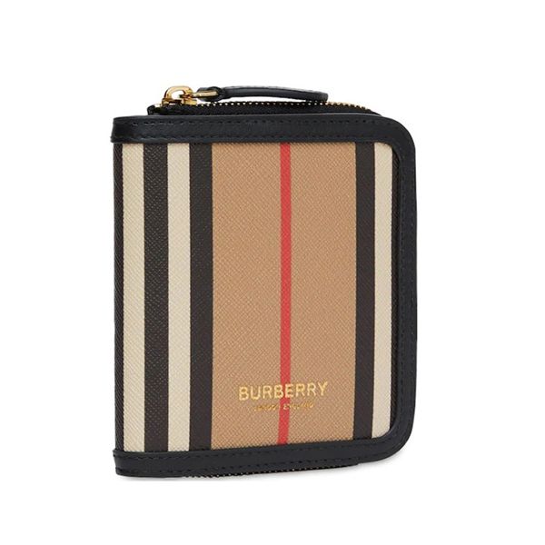 バーバリー 二折財布 コピー アイコンストライプ Eキャンバス＆レザー 折財布