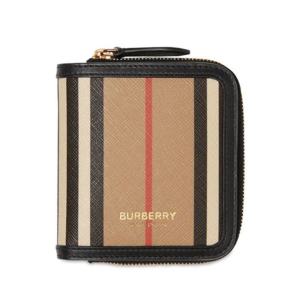 バーバリー 二折財布 コピー アイコンストライプ Eキャンバス＆レザー 折財布