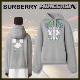 バーバリー ×Minecraft 偽物 モノグラム コットンフーディー 80648771