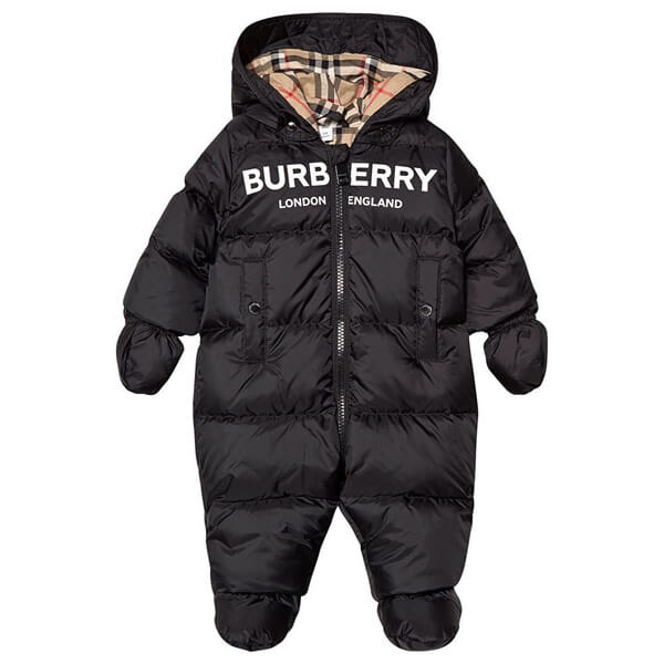 関送無料【BURBERRY】バーバリー ニセモノ ベビー ダウン ロンパース セット ブラック