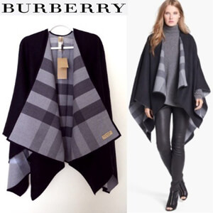 バーバリー ケープ コピー◆Burberry◆リバーシブルポンチョコートウール