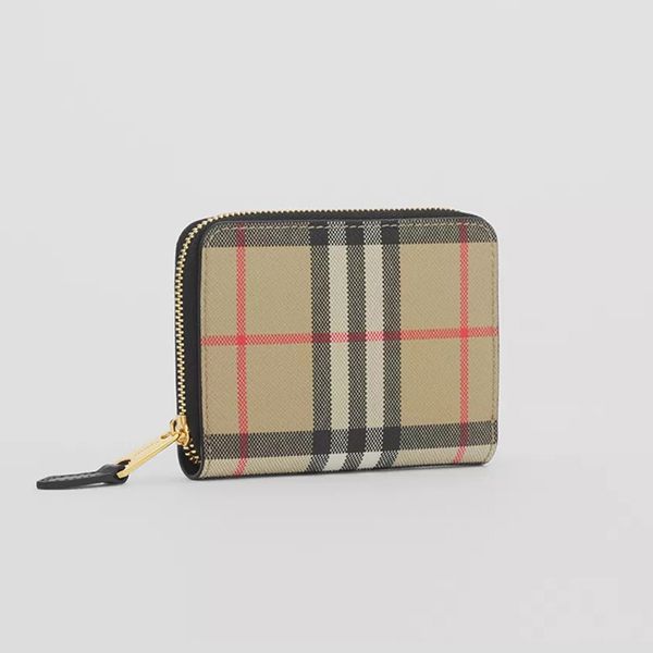 定番人気 バーバリー ヴィンテージチェック＆レザー ミニ財布 偽物 80524381