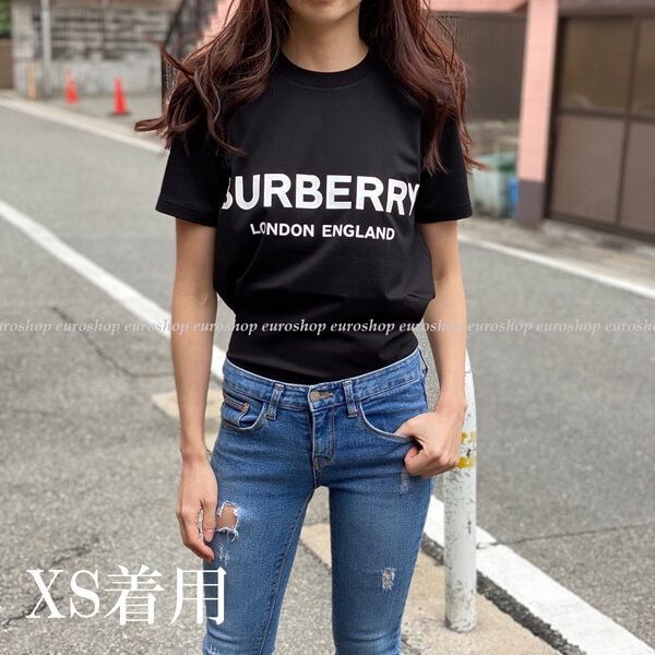 バーバリー Tシャツ コピー ロゴプリント コットンTシャツ ブラック 8008894