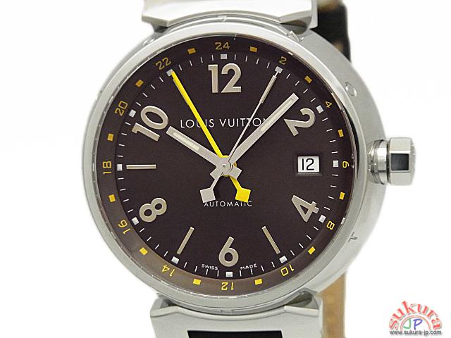 ルイヴィトン時計 タンブール GMT Q1131 メンズ オートマ ブラウン文字盤