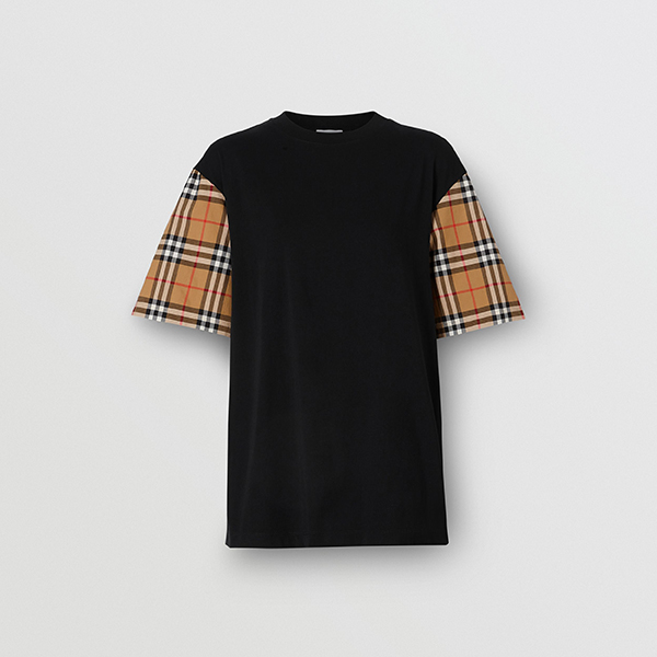 【バーバリー 激安】ヴィンテージチェック スリーブ コットンTシャツ80148951