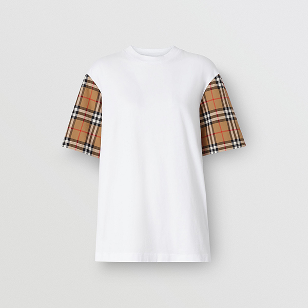 【バーバリー 激安】ヴィンテージチェック スリーブ コットンTシャツ80148951