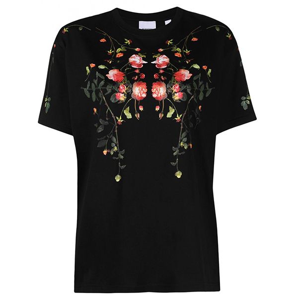 バーバリー Tシャツ 偽物 ローズプリント コットン オーバーサイズ 80372951