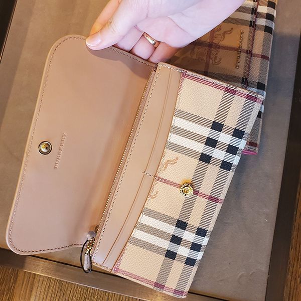 バーバリー 偽物★Harris Wallet ロゴ ハウスチェック 二つ折り 長財布 80328701