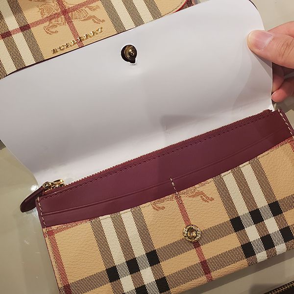 バーバリー 偽物★Harris Wallet ロゴ ハウスチェック 二つ折り 長財布 80328701
