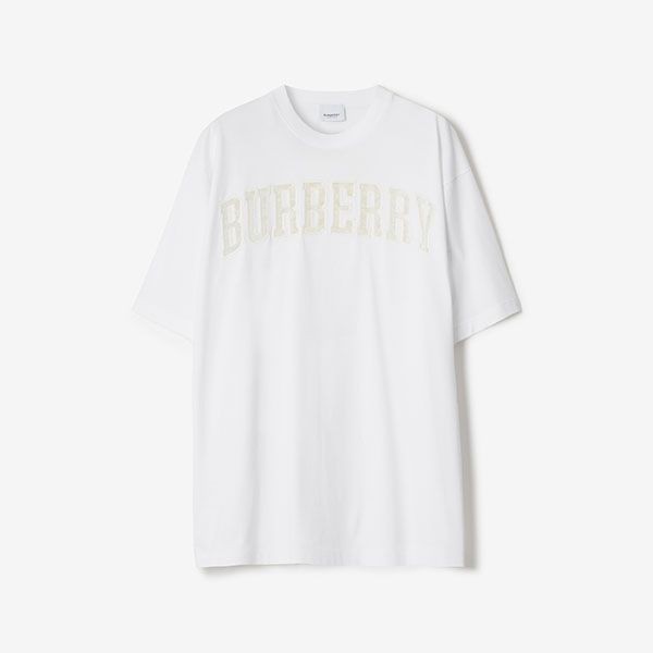 高品質バーバリー レース ロゴ コットン オーバーサイズ Tシャツ 偽物 2色 80700051