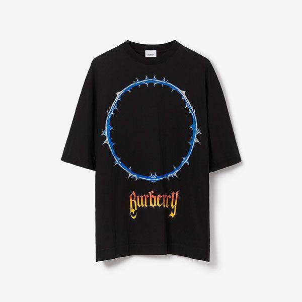 日本未入荷バーバリー 偽物 ソーン＆ロゴプリント オーバーサイズTシャツ 2色 80702431