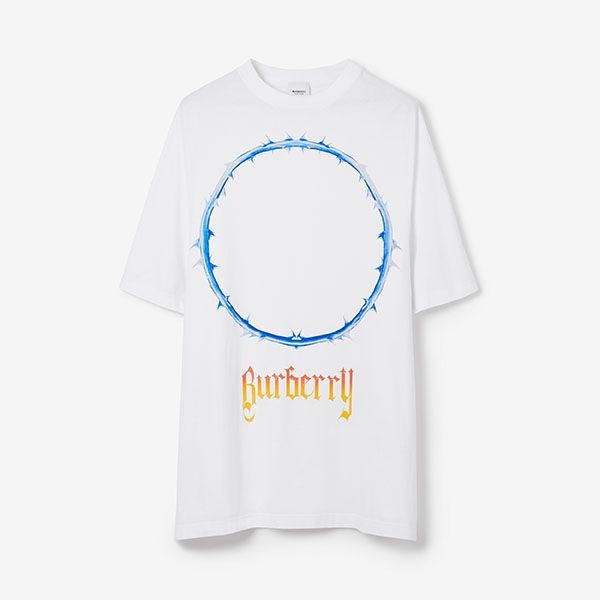 日本未入荷バーバリー 偽物 ソーン＆ロゴプリント オーバーサイズTシャツ 2色 80702431