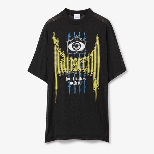 お洒落にバーバリー スローガンプリントナイロンメッシュTシャツ パロディ 80701471