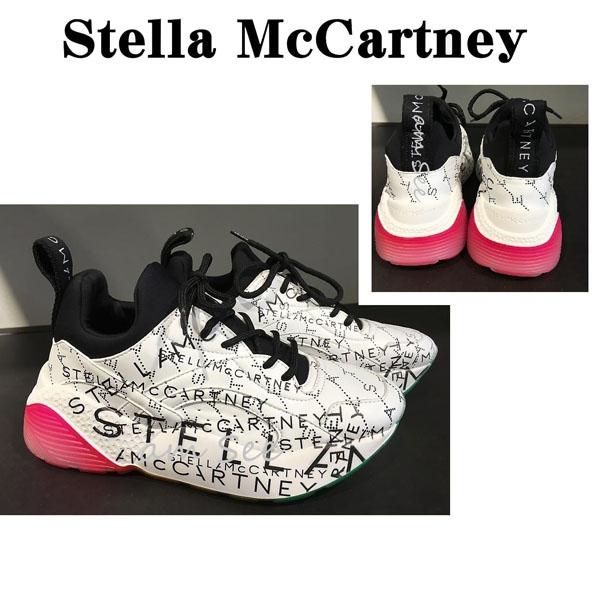 ステラマッカートニー スニーカー 偽物【Stella McCartney】モノグラム ボリュームスニーカー 白×黒