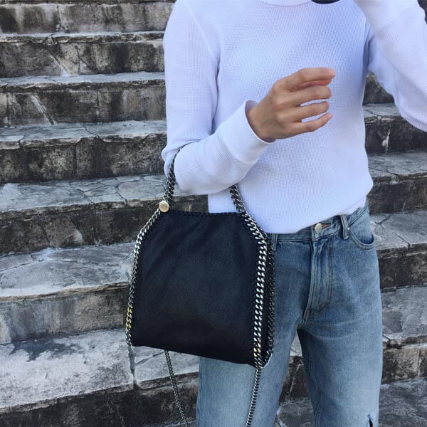 ステラマッカートニー 偽物 ファラベラ コピー Stella McCartney 3本チェーントート 黒 234387W91321000