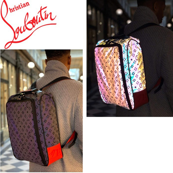 クリスチャン ルブタン リュック 偽物◆Christian louboutin Hop\'n Zip◆ナイロンカーフスキン◆リュック 1205127B391