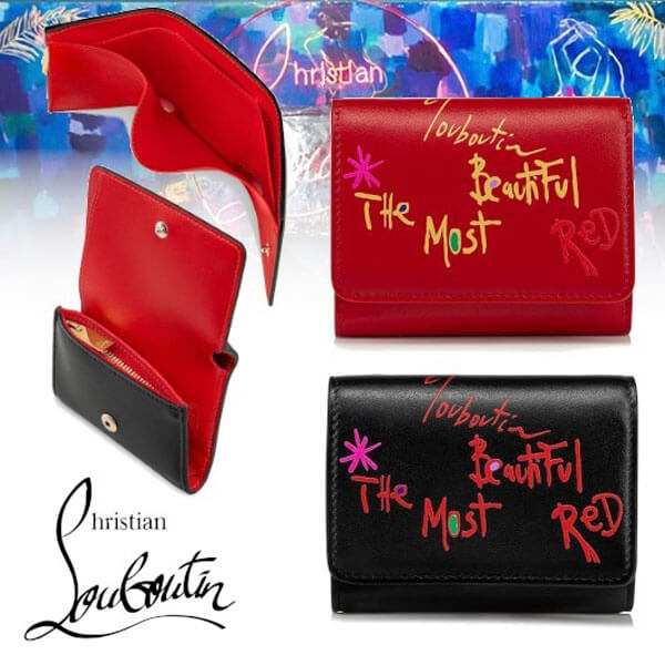 クリスチャン ルブタン 財布 コピー CHRISTIAN LOUBOUTIN●W Loubigaga Mini Wallet /赤黒 1205105H740