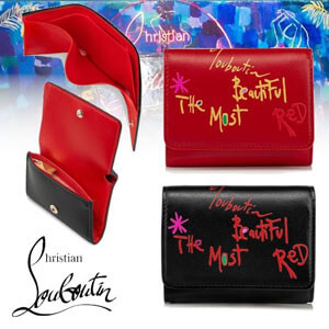 クリスチャン ルブタン 財布 コピー CHRISTIAN LOUBOUTIN●W Loubigaga Mini Wallet /赤黒 1205105H740