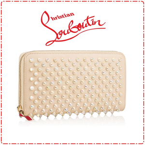 SS19新作 クリスチャン ルブタンスーパーコピー スタッズ長財布 アイボリー